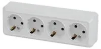 Розетка Intro Quadro 2-208-01 с заземлением четырехместная 4х2P+E, 16А-250В, IP20, ОУ, белый