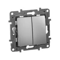 Legrand Etika Алюминий Выключатель 2-клавишный, автоматические клеммы, 10 AX, 250 В (20)
