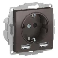 ATN000630 Розетка с з/к, 16А, механизм, со шторками, + USB A+A, 5В/2,4 А, 2х5В/1,2 А, МОККО (8)