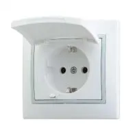 701-0215-123 Мира Розетка с заземлением с крышкой керамика
