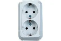 Розетка 2-м ОП 16А IP20 с заземл. бел. Makel 45182