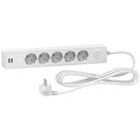 Удлинитель 5 роз.2К+З кабель 3м 2USB БЕЛ