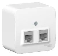 РОЗЕТКА двойная компьютерная RJ45, кат.5E, ИЗОЛ.ПЛ., БЕЛЫЙ