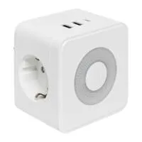 Тройник "Куб" 2 гнезда 2USB 2,4А+Type C + Ночник