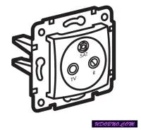 774335 Розетка TV-R-SAT-проходная 2400MHz, 1.5dB (беж.) Legrand Valena