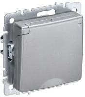 BRITE Розетка 1-местная с заземлением с защитными шторками и крышкой 16А IP20 РСбш10-3-БрА алюминий