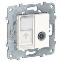 UNICA NEW РОЗЕТКА TV одиночная + комп. RJ45 кат.6 UTP, 1 модуль,  БЕЛЫЙ