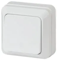 Выключатель Intro Quadro 2Э-101-01 одноклавишный 10А-250В, IP20, ОУ, без монтажной пластины, белый