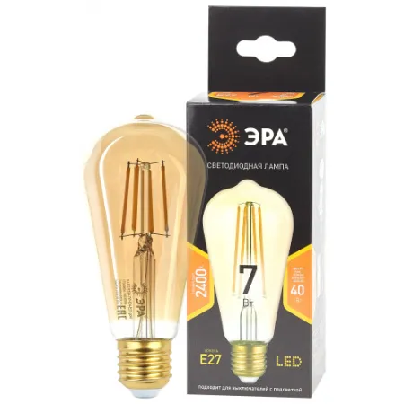 ЭРА F-LED ST64-7W-824-E27 gold E27 / Е27 7Вт филамент золотистый теплый белый свет
