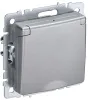 BRITE Розетка 1-местная с заземлением с защитными шторками и крышкой 16А IP20 РСбш10-3-БрА алюминий