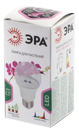 Фитолампа для растений светодиодная ЭРА FITO-11W-Ra90-E27 полного спектра 11 Вт Е27